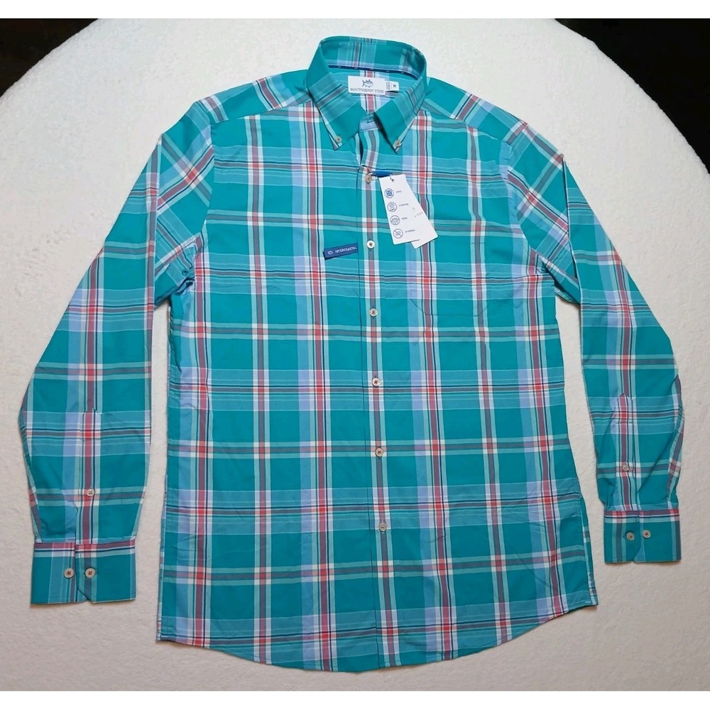 Southern Tide Intercoastal Shirt Mens Medium M Greenview Plaid NWT Performance
